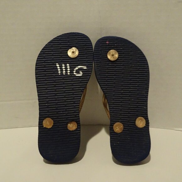 HAVAIANAS Blue Gold Green Elephant Little Girl Slim Flip Flops Size 7/8 Sandals - Picture 3 of 3